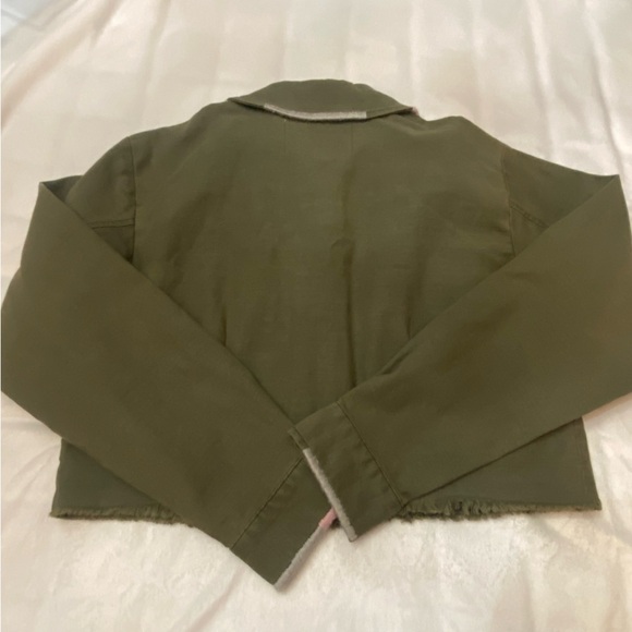 New! Anthropologie Pilcro Army Green Cropped Embroidered Jacket 2515 - Picture 12 of 13